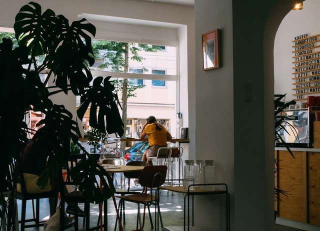 a woman working at cafe